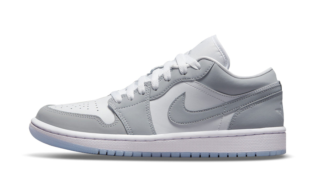 Air Jordan 1 Low Sneakers in White & Light Grey