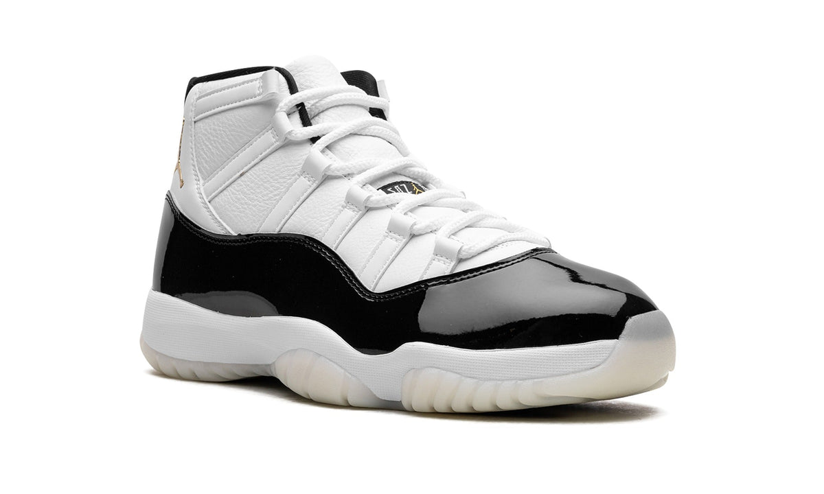 Air Jordan 11 High-Top Sneakers – White, Black & Gold