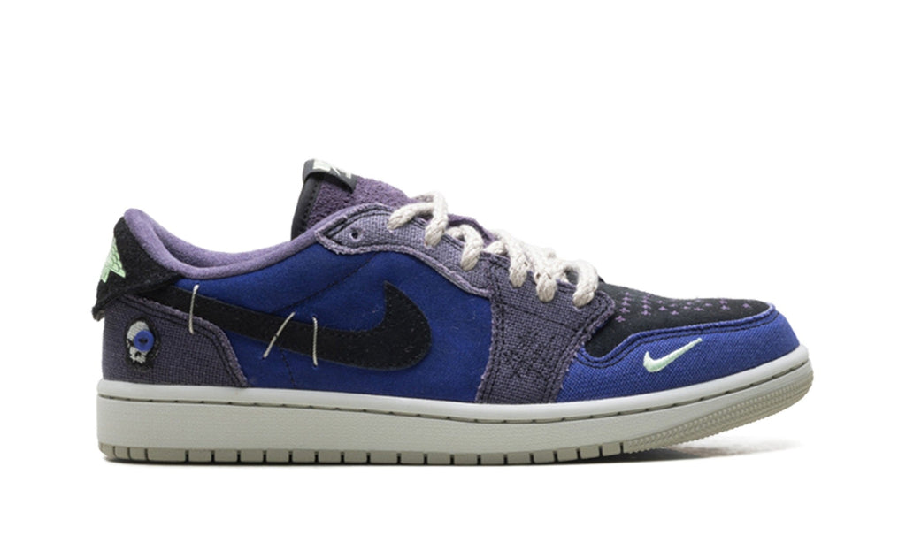 Air Jordan 1 Low Sneakers in Navy & Purple Patchwork