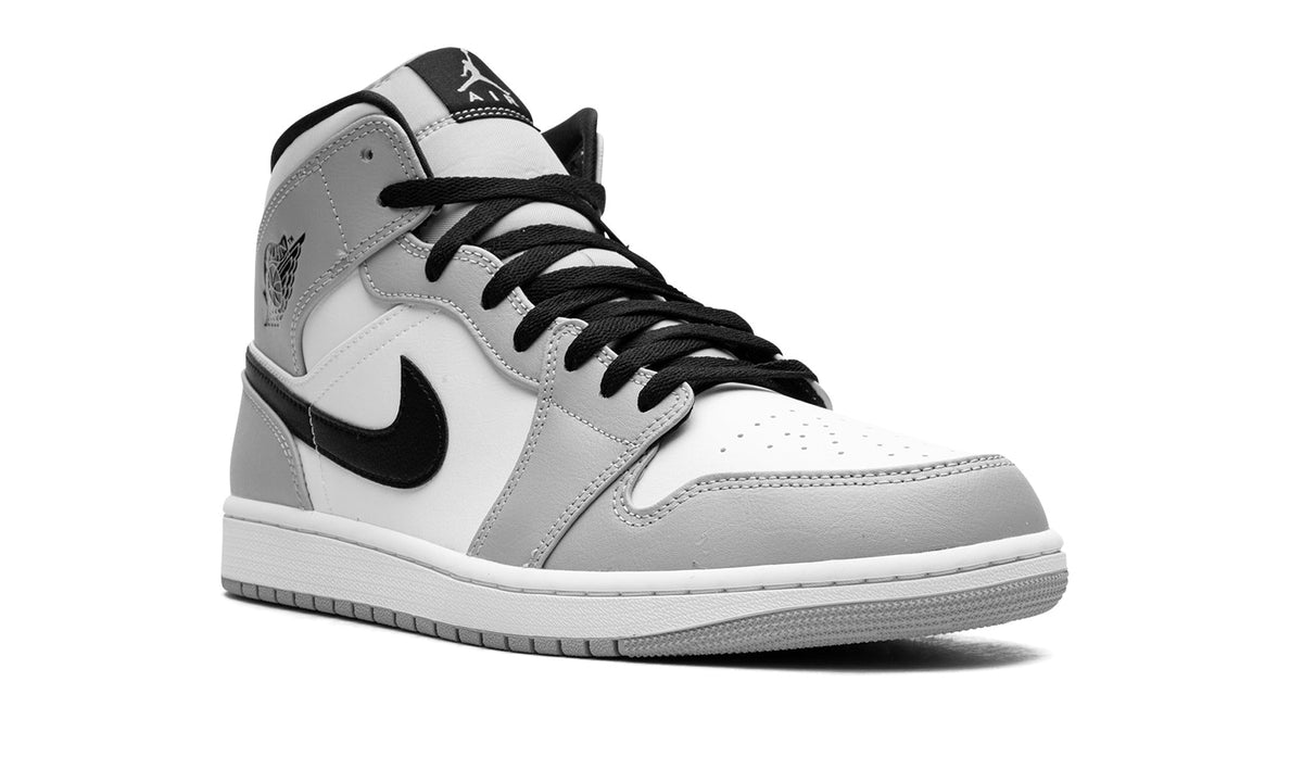 Air Jordan 1 Mid Sneakers – White, Light Gray & Black