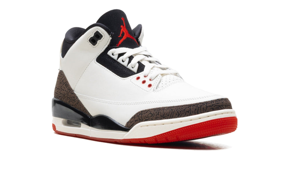 Air Jordan 3 Sneakers in White, Grey & Red