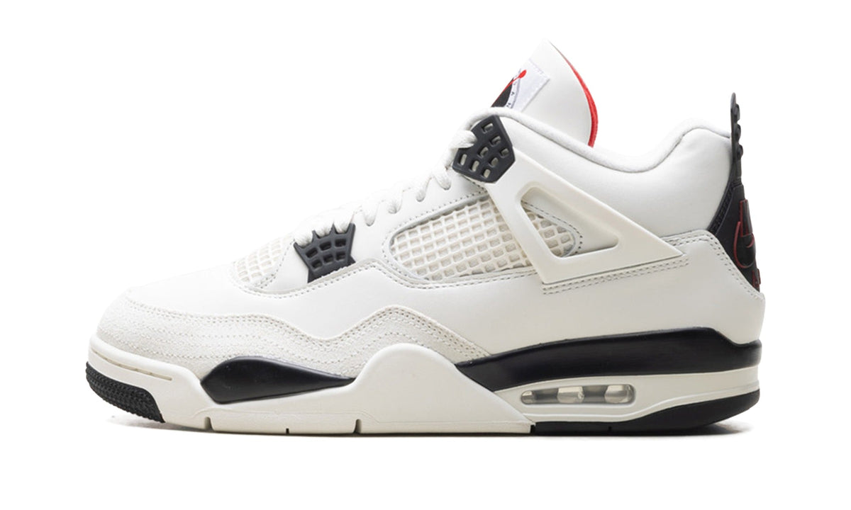 Air Jordan 4 Sneakers – White, Black & Red