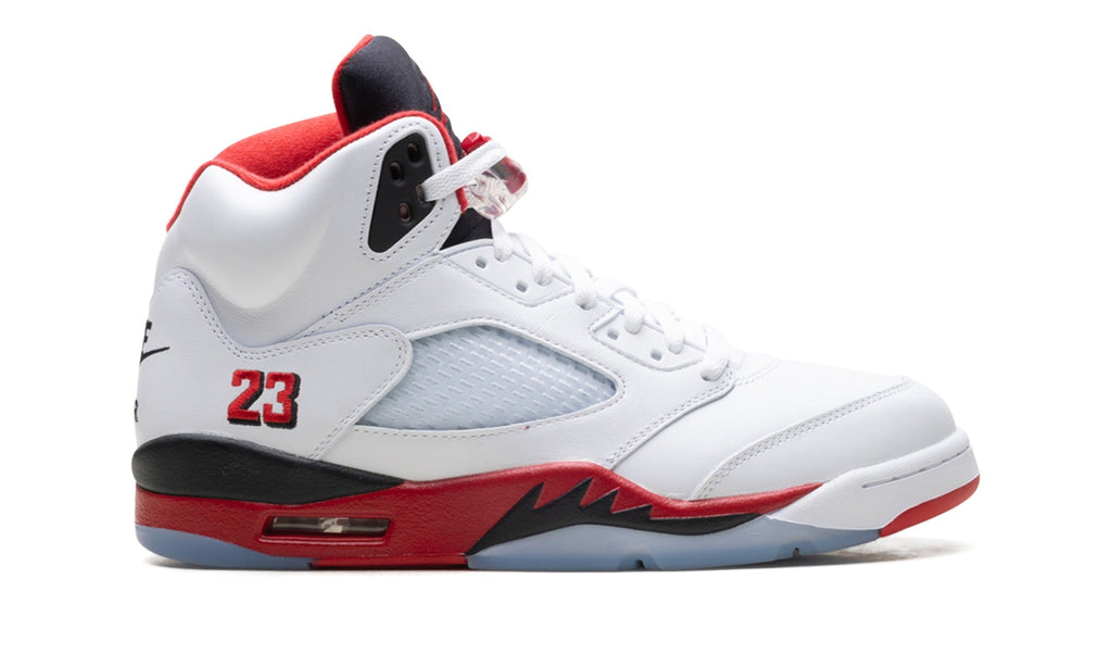 Air Jordan 5 Sneakers – White, Red & Black