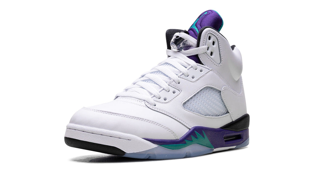 Air Jordan 5 Sneakers – White, Purple & Teal