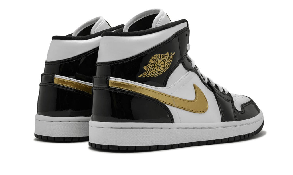 Air Jordan 1 Mid Sneakers – White, Black & Metallic Gold