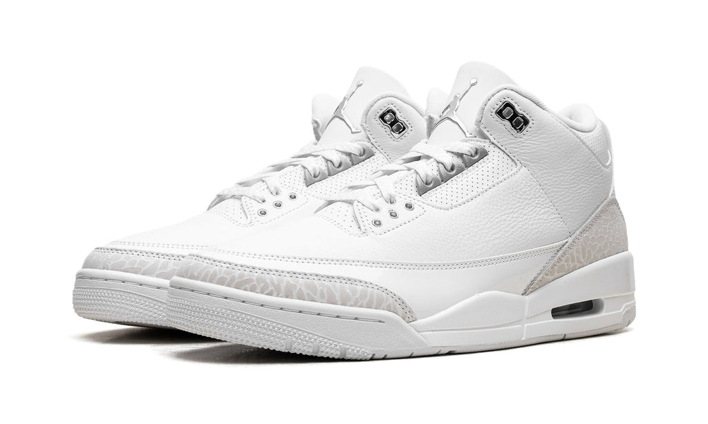 Air Jordan 3 Sneakers – White & Silver Grey